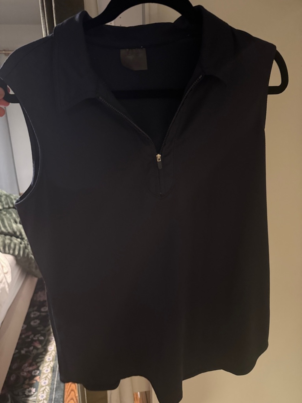 Jofit Black Sleeveless Zip Polo Tank